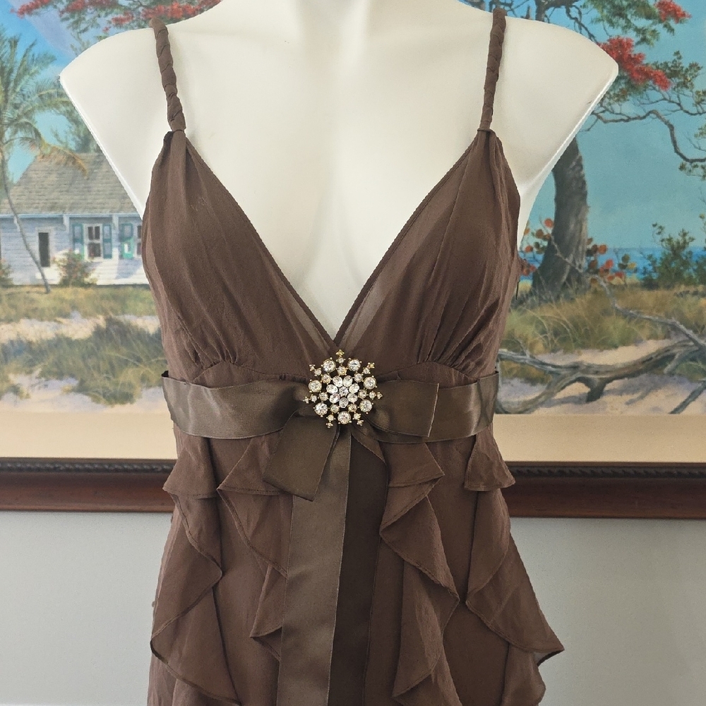 BCBGMaxAzria Brown Ruffle Mini Dress - Picture 5 of 8